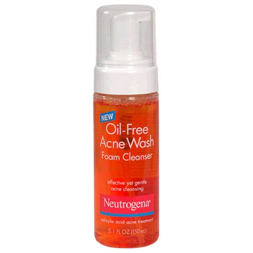 Neutrogena Oil Free Acne Wash Foam Cleanser, 5.1-Ounce Pump (Pack of 3) by Neutrogena