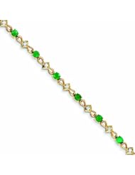 Genuine 14K Yellow Gold Diamond And Emerald Bracelet 5 Grams Of Gold 100% Satisfaction Guaranteed.