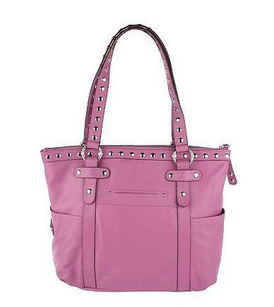 B Makowsky Leather Malibu Lites Rose Oversized Tote