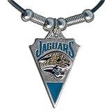 Jacksonville Jaguars Leather Necklace Beads & Pewter Pendant - NFL Football Fan Shop Sports Team Merchandise
