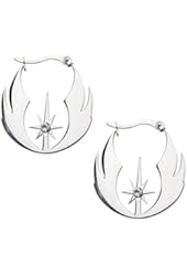 Women's Stainless Steel Star Wars Jedi Order CZ Hoop Earrings