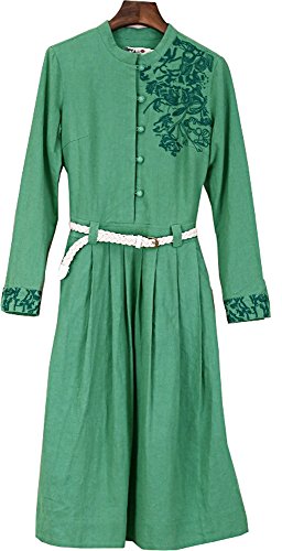 ワンピース ヴィンテージ コットン ドレス 刺繍 ロングスカート シンプル レトロ 清楚 キュート エレガンス カジュアル レディース 秋物 冬物 可愛いスカーフ付き R413