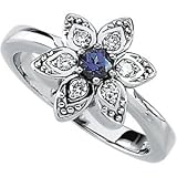 14K White Gold Chatham Created Alexandrite & Diamond Ring