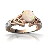 14k Rose Gold Round Genuine Opal Engagement Ring