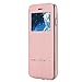 iPhone 7 Case, LONTECT Slim Thin View Window PU Leather Flip Case with Smart Unlock Metal Slide Touch for Apple iPhone 7 - Rose Gold