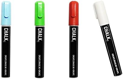 4 Set Dual Tip Liquid Chalk Marker Pens. Vibrant Non Toxic Reversible Tip Dry Erase Markers for Kids, Glass, Chalkboards Signs, Blackboards, Office...