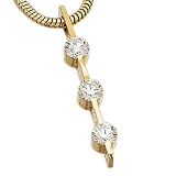 1.00 Ct.T.W. Round Brilliant Cut Diamonds, 14Kt. Yellow Gold. Three Stone Diamond Pendant Necklace