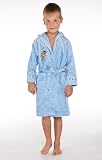 Kinderbademantel Nicky Ritter blau Bademantel für Kinder mit Kapuze, 122/128 (WR 3-6-25)