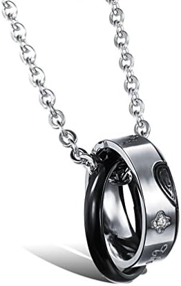 Fashion J Couple Jewelry The New Design Crystal Heart-Shaped Ring Titanium Steel Pendant Necklace With Chains