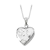 Sterling Silver 15.25 X 14.75 MM Heart Shaped Love Bird Locket Pendant with Chain