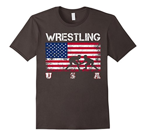 Wrestling Team Gift - American Flag Wrestling T-Shirt