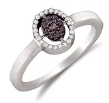 10K White Gold White and Chocolate Brown Diamond Halo Engagement OR Fashion Right Hand Ring Band - Flower Shape Center Setting w/ Invisible Channel Set Round Diamonds - (1/6 cttw)