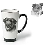 Porcelain Funnel Cup with Jack Russell Terrier (6 inch, Black and white)