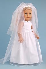Veil Story - White Satin and Sparkling Tulle Communion / Wedding Dress with Matching Shoes and Long Veil - Clothes for American Girl Dolls