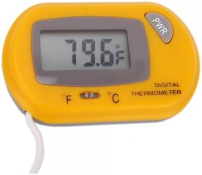 Digital LCD Thermometer Fish Aquarium Marine Thermometer Sensor with Suckion Base, Yellow