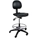 BodyBilt 2010 F1 Black Poly Vinyl Stool with Upholstered Back and 7.5" Height Adjustment, 14" Width Backrest, 18.25" Width Seat, No Arm