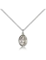 .925 Sterling Silver Saint St. Augustine Medal Pendant 1/2 x 1/4 Inches Theologians/Sore Eyes-9007- Comes with a .925 Sterling Silver Lite Curb Chain Neckace And a Black velvet Box