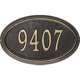 Concord Oval Address Plaque - Standard Wall Plaque, Antique Copper - AC by 