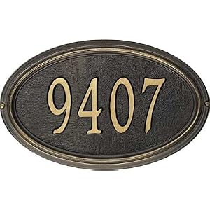 Concord Oval Address Plaque - Standard Wall Plaque, Pewter and Silver Letters - PS by 