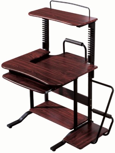 New Computer Desk With Printer Stand with Mahogany Finish