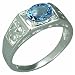 1.50 Carats Oval Shape Genuine Swiss Blue Topaz Sterling Silver Ring