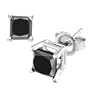 14k White Gold Princess Cut Black Diamond Stud Earrings (1.50 cttw)