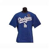 Dodgers Print Applique Team Color Sht Slv Crew Neck T