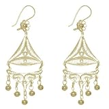 18kt Gold Over Sterling Silver Filigree Large Kite Drop Earrings - Gorgeous Intricate Design