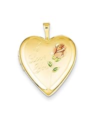 Gold Plated Sterling Silver 20mm Diamond-Cut I Love You Heart Locket