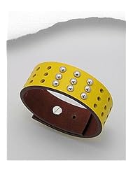 Yellow Leather Bracelet In White Base