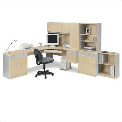 Classic Corner Desk with Two Files and Bookcase