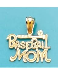 Gold Charm Pendant Baseball Mom W Bat & Ball