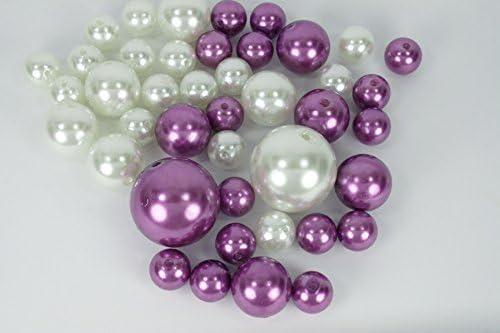 Wholesale Elegant Vase Fillers - Approx 42 Assorted Oversized Faux Pearls in Purple and White Beads - Unique Decorative Gems by Holiday Accents