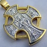Solid Sterling Gold Saint Michael Police Medal Cross !