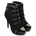 Ollio Women's Faux Suede Fashion Ankle Boots Buckle Lace Ups High Heel Black Shoes