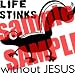 LIFE STINKS WITHOUT JESUS SKUNK CHRISTIAN WHITE VINYL DECAL STICKER