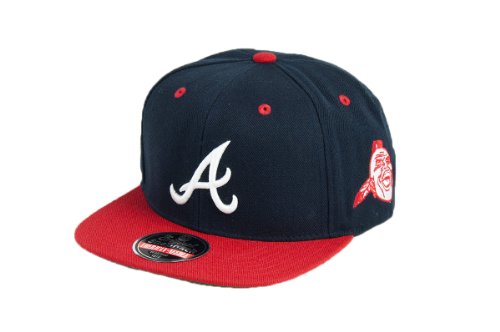 MLB Men's Atlanta Braves Blockhead Snapback Cap (Navy/Red, Adjustable)