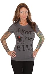 Cartel Ink I Mate Then Kill Black Widow Ladies Gray T Shirt