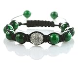  Silver Swarovski Crystal Shamballa Bracelet Green Stone