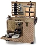 Picnic & Beyond Estate Enhanced Luxury Wooden Picnic Chest for Four