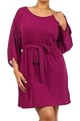 Plus Size Polyester/Rayon/Spandex Scoop Neck Bubble Dress Mini Dress 