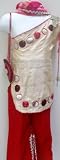 Baby Girl, of White and Red, Raw Silk Beaded, Mirror Work, Ethnic Indian Pakistani 3 Pc Shalwar/pants Kameez/shirt Kids Outfit