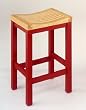 29" Red/Natural Barstool