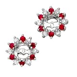 10K White Gold 1/4 ct. Diamond with Alternating 3/8 ct. Ruby Earring Jackets