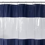 Single Stripe Vinyl Shower Curtain - Blue/White