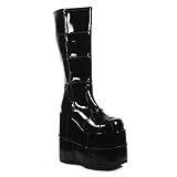 Search : Demonia 7 Inch MENS Platform Boots Wedge Heel Gothic Knee Boots Size 4Patent, Size: 4 UK,Color: Black Patent