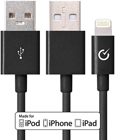 Volts 3.3ft Lightning Cable to USB [Apple MFi Certified] Black Charger w/ Ultra Compact Connector Head for Apple iPhone 6 / 6s / 6 plus, iPod, iPad &amp; more (Black 1 meter)