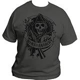 Sons of Anarchy Flocked Gear Black Logo Men's Charcoal T-Shirt Tee
