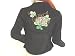 Sequined Tattoo Design Ladies Velvety Black Blazer - Love & Flowers Tattoo Design in Sequins and Beads on Black Blazer