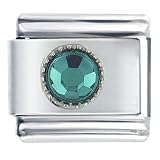 May Emerald Birthstone Round Italian Charms Bracelet Link